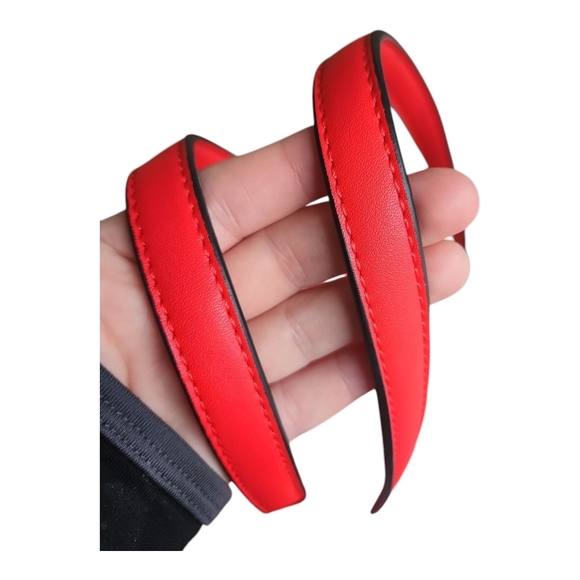 Red & White Striped Canvas Beach Tote Gold Chain Crossbody - Picture 7 of 12